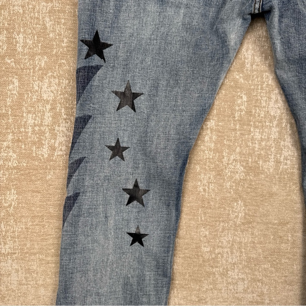 Cooper 9 Blue Wings Denim Size 38 / Blue Jeans with Star Patches - Picture 12 of 13